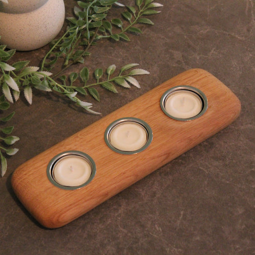 Oak Three Tea Light Holder