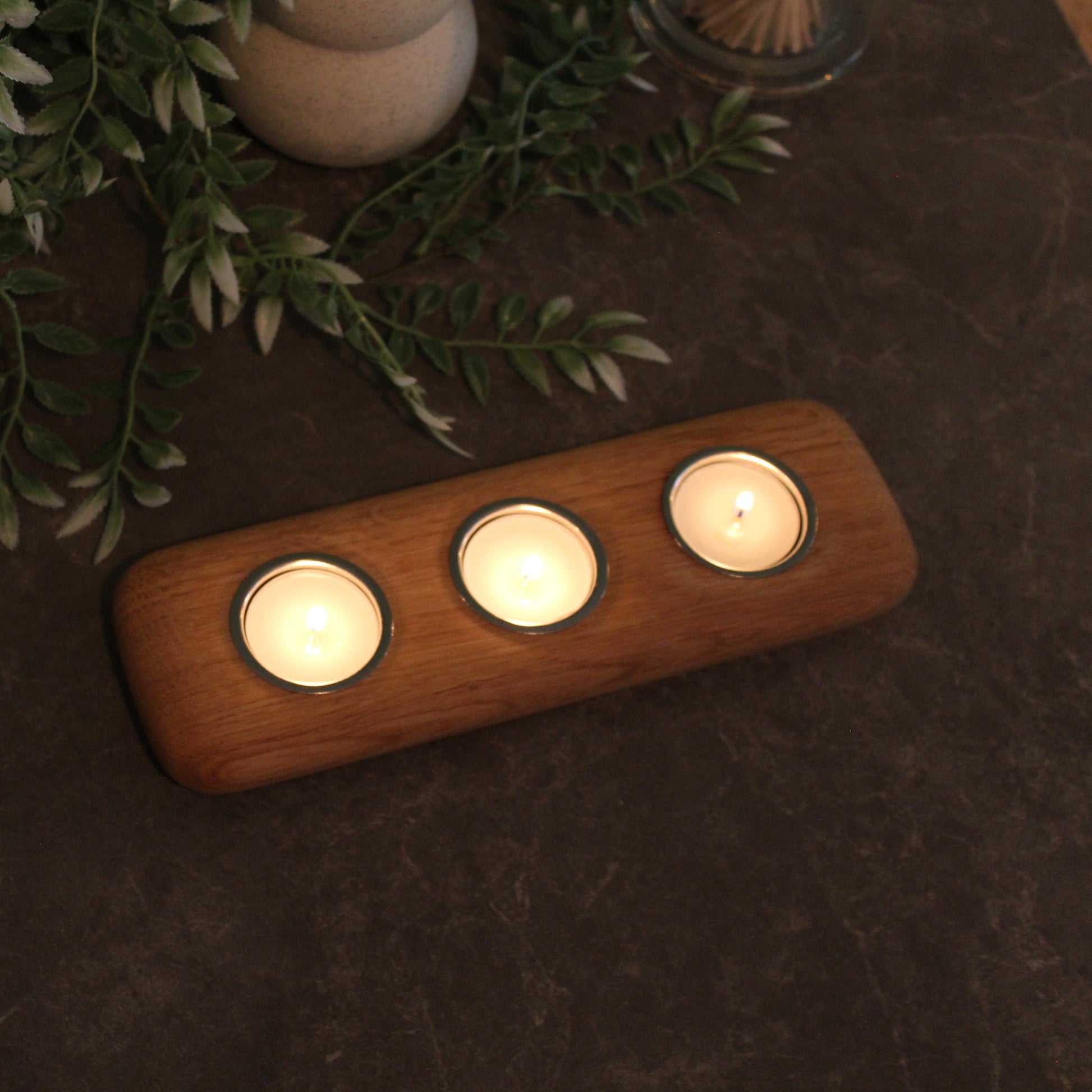 Oak Three Tea Light Holder